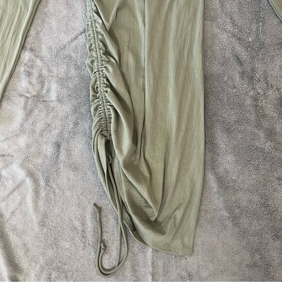 Forever 21 Sage Green Ruching Side Tie Long Sleeve Mini Dress Casual Size Small - Picture 8 of 13